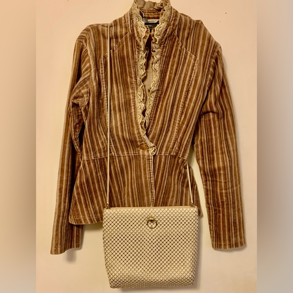 Vintage La Regale Cream Interlocking Beaded Crossbody Glamour Evening Party Bag - Picture 3 of 17